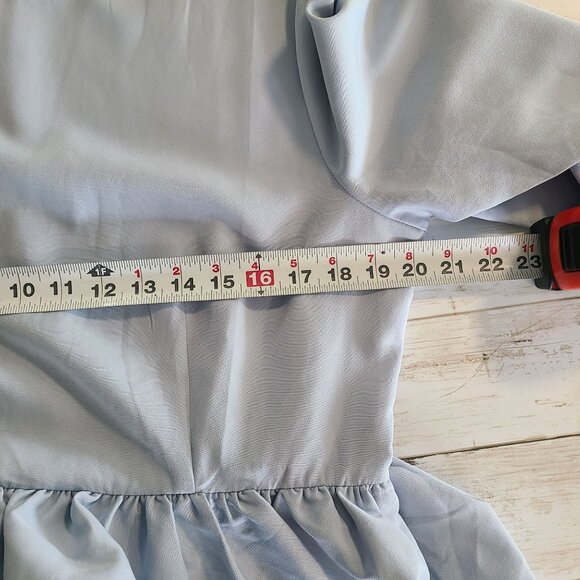 Boutique Sky Blue Ruffle Tiered Maxi Dress Long Sleeve Modest NEW XL Feminine - Picture 5 of 8